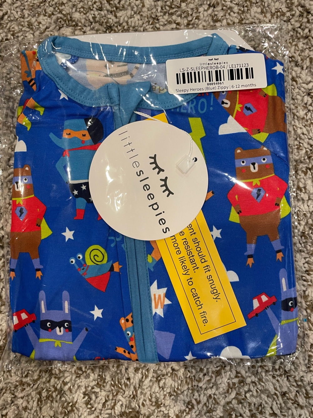 NWT Little Sleepies Sleepy Heroes Zippy Pajamas Size 6-12 months